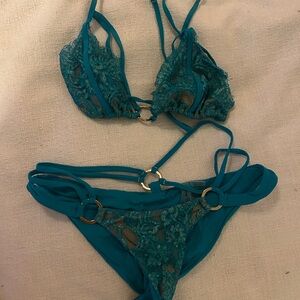 Beach Bunny Teal Lace Bikini